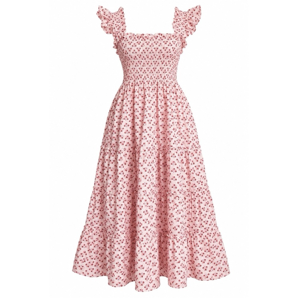 Hill House The Nap Dress Ellie Midi Pink Floral Sz XL Romantic Garden Party
